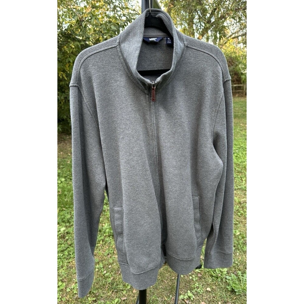 Lands' End Men's Athleisure Full Zip Jacket Sweater Gray XL 46-48 Golf Oeko Tex
